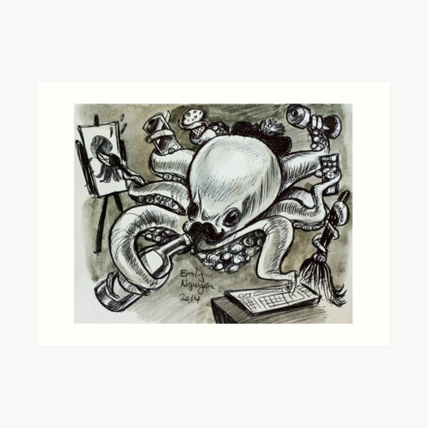 Multitasking Octopus Art Print