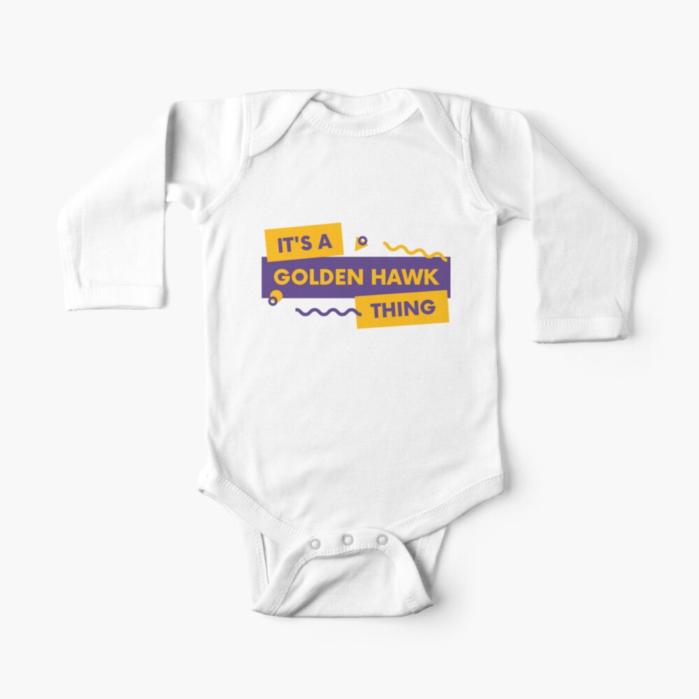 Wilfrid Laurier University Golden Hawk Yellow Purple It S A Golden Hawk Thing Logo Baby One Piece By Stickel Redbubble