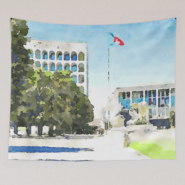 Item preview, Roma EUR: building with arches and italian flag designed and sold by Giuseppe Cocco.