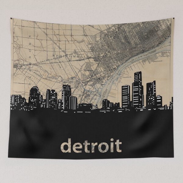 Artikelvorschau, Skyline von Detroit entworfen und verkauft von BekimART.
