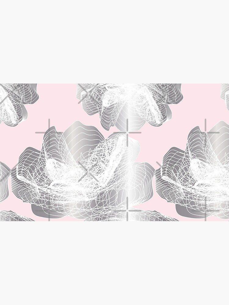 Feathery rose lotus pattern silver and blush pink by nobelbunt