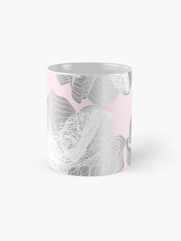 Alternate view of Feathery rose lotus pattern silver and blush pink Mug