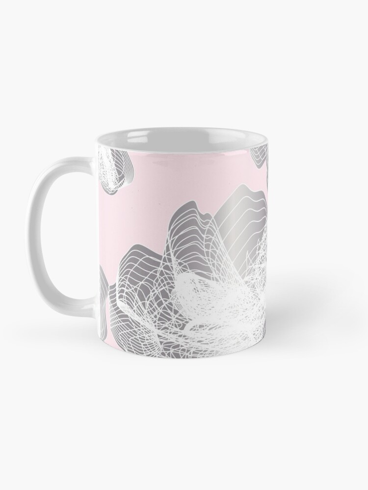 Alternate view of Feathery rose lotus pattern silver and blush pink Mug