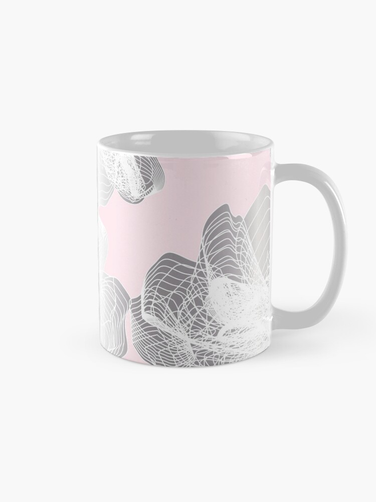 Alternate view of Feathery rose lotus pattern silver and blush pink Mug