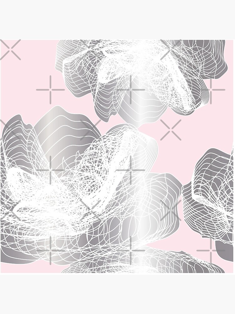 Feathery rose lotus pattern silver and blush pink by nobelbunt