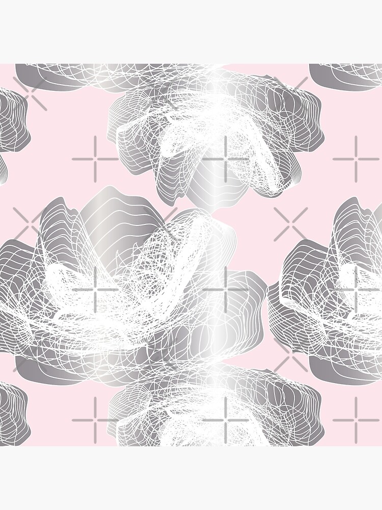 Feathery rose lotus pattern silver and blush pink by nobelbunt