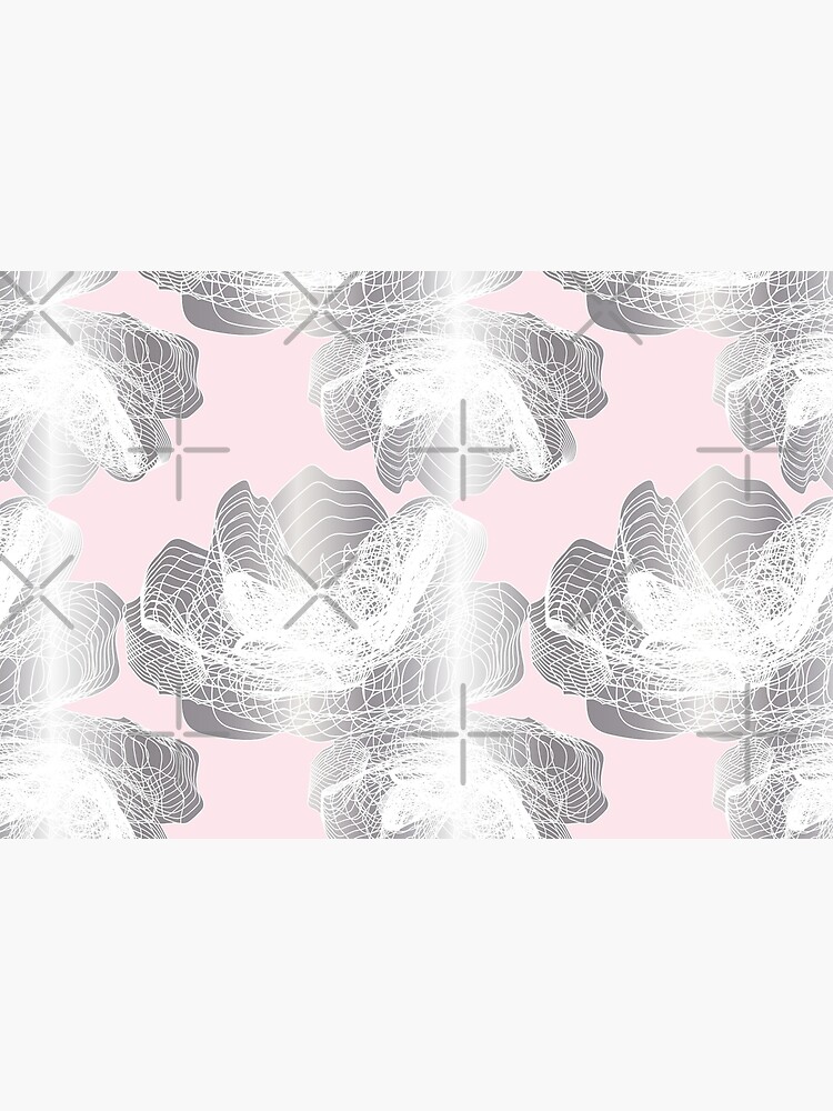 Feathery rose lotus pattern silver and blush pink by nobelbunt