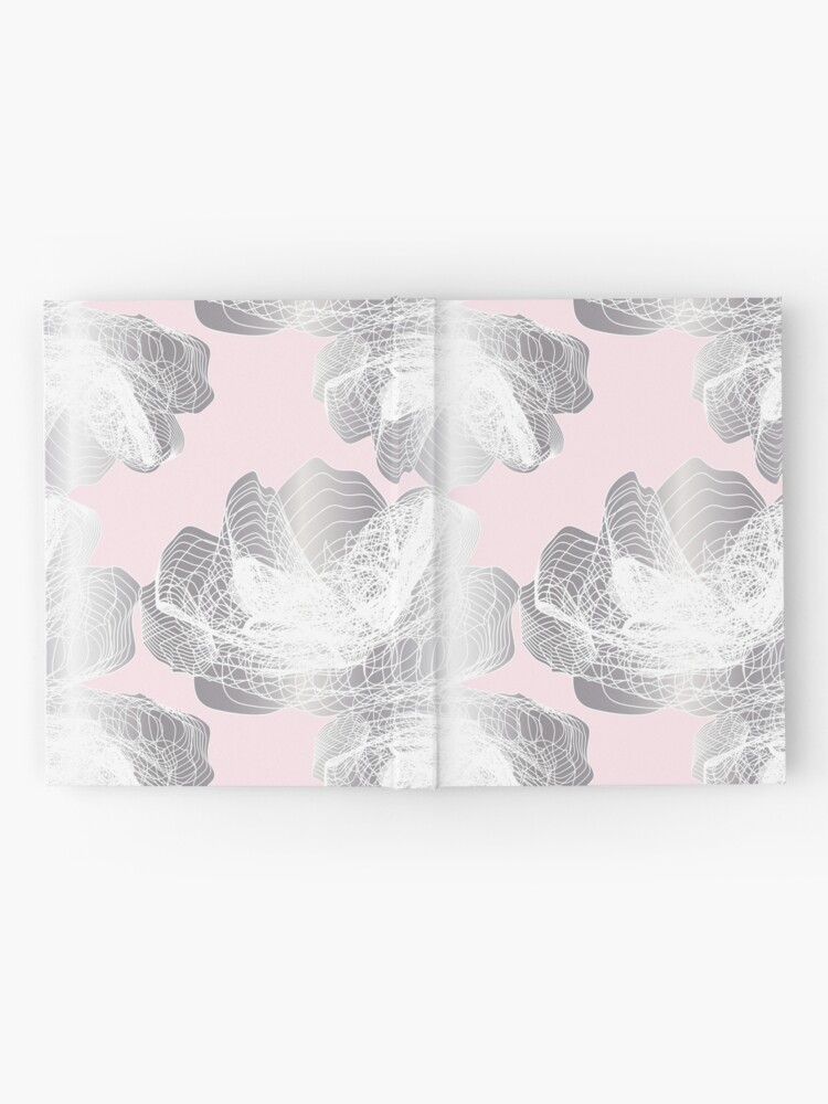 Alternate view of Feathery rose lotus pattern silver and blush pink Hardcover Journal