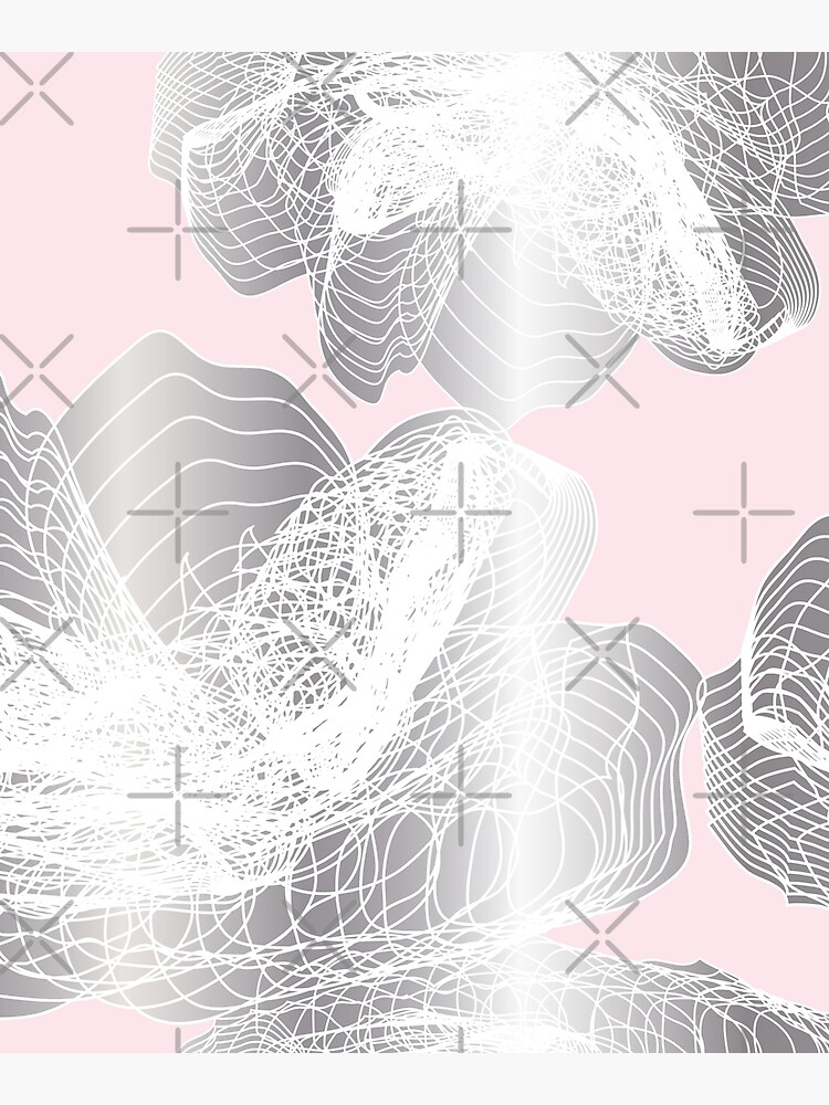 Feathery rose lotus pattern silver and blush pink by nobelbunt