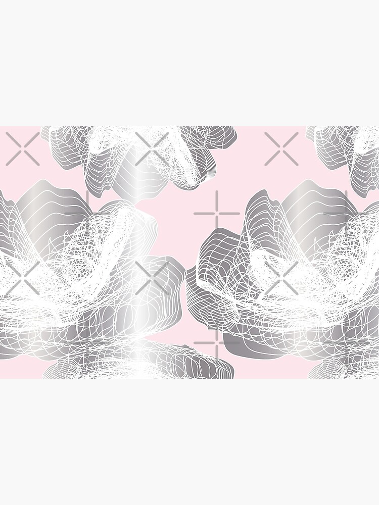 Feathery rose lotus pattern silver and blush pink by nobelbunt