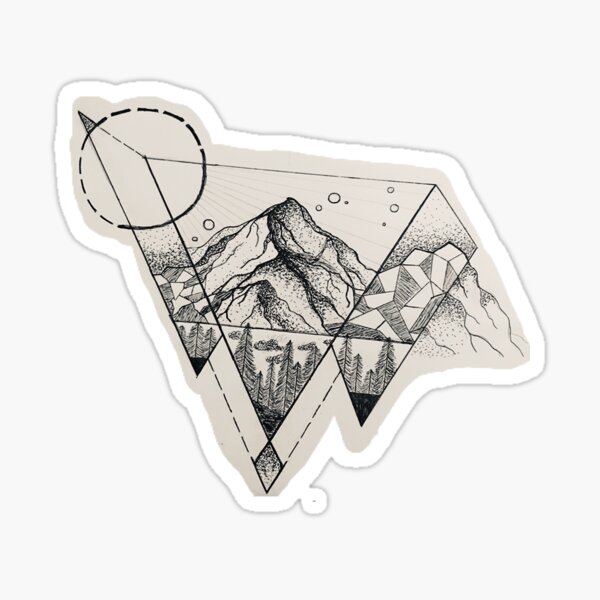 Geometric Mountain Tattoo Sticker