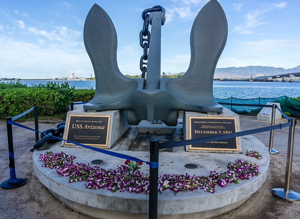 "USS Arizona Anchor Monument Pearl Harbor " by John Kapusta Redbubble