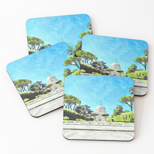 Item preview, Roma EUR: stairway between hedges and church designed and sold by Giuseppe Cocco.