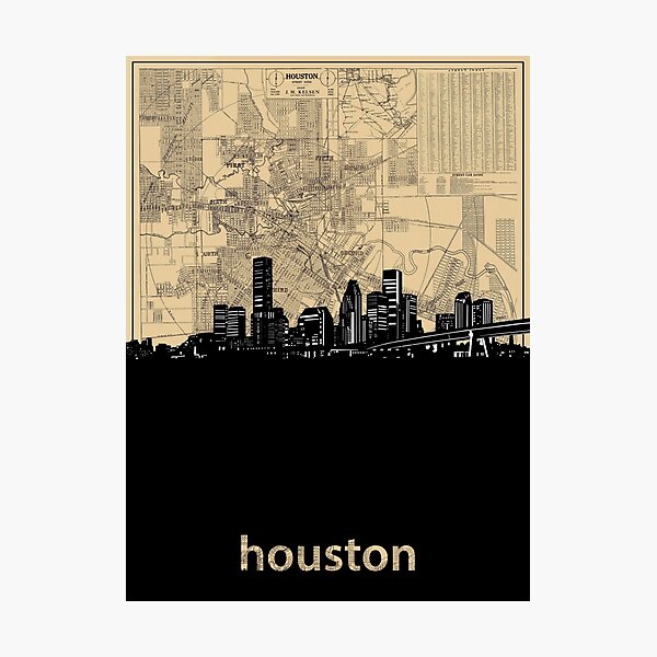 Vintage Houston Baseball Space City Skyline Retro Cityscape Poster