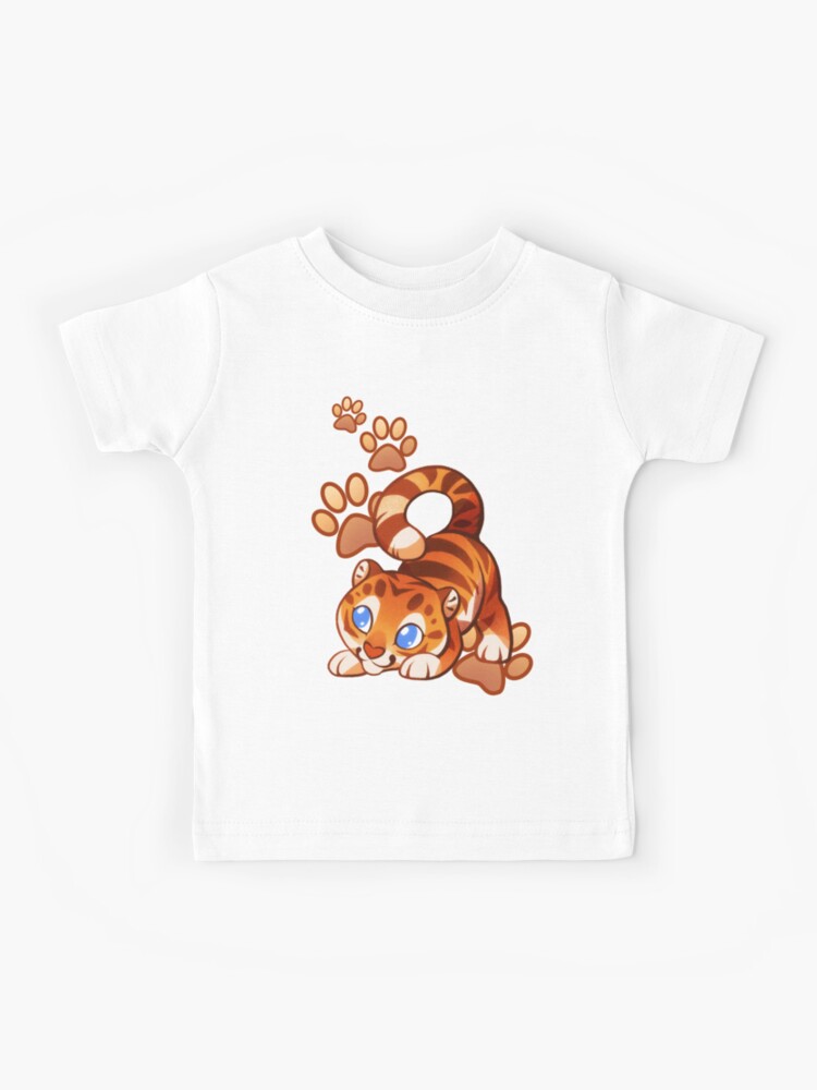 Camiseta para niños «Adorable dibujo digital de tigre dorado chibi con estampados de pata» de ShinePaw | Redbubble Camiseta para niños «Adorable dibujo digital de tigre dorado chibi con estampados de pata» de ShinePaw | Redbubble