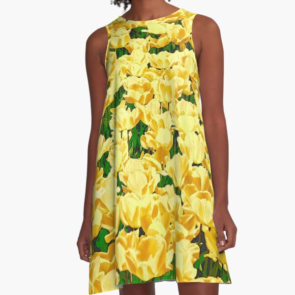Tulip field - golden yellow A-Line Dress