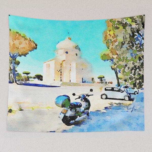 Item preview, Roma EUR: motorcycle and church designed and sold by Giuseppe Cocco.