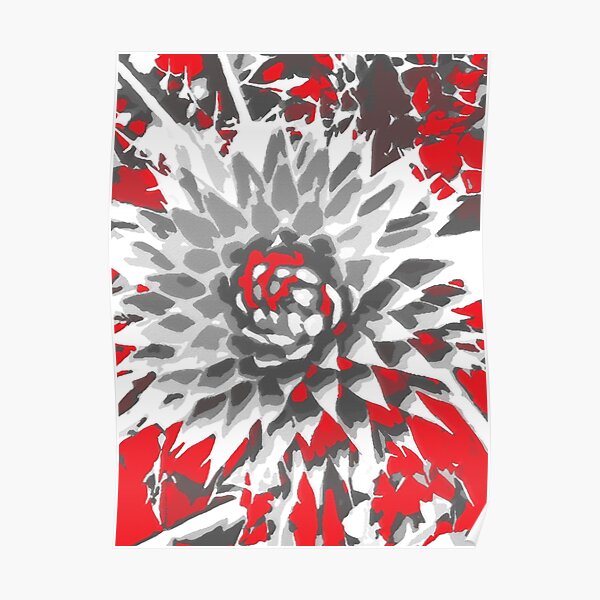 Thistle in red, gray and white Poster