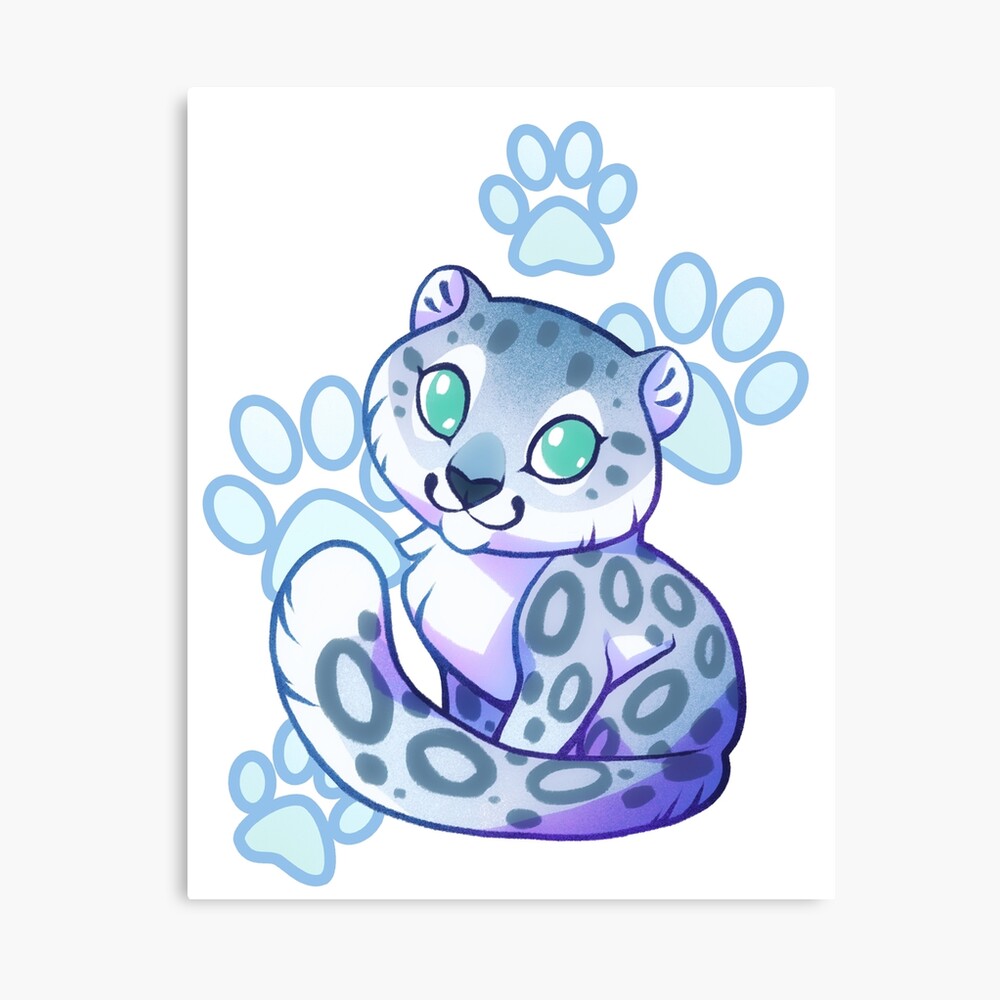 Lámina fotográfica «Adorable dibujo de leopardo de las nieves digital con  estampados de pata» de ShinePaw | Redbubble