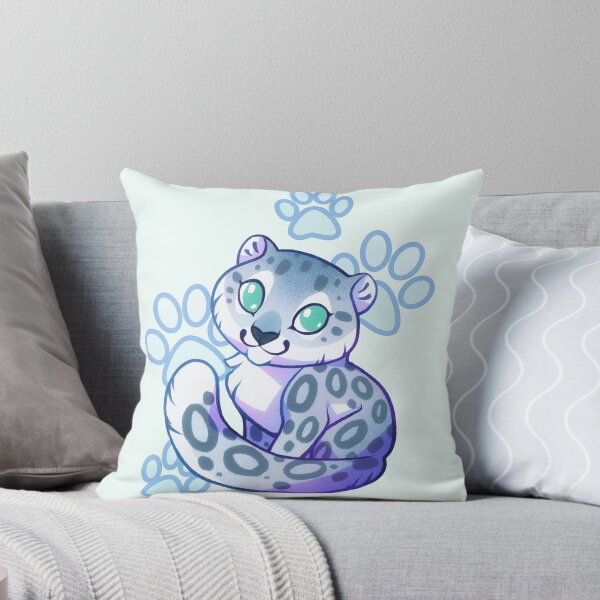 Item preview, Adorable Digital Snow Leopard drawing with paw prints designed and sold by ShinePaw.