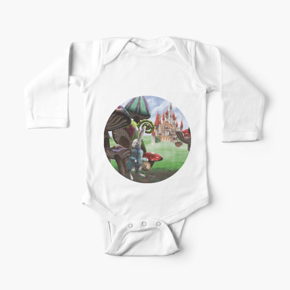 White Rabbit In The Wonderland Toadstool Forest Baby One Piece By Imogensmid Redbubble