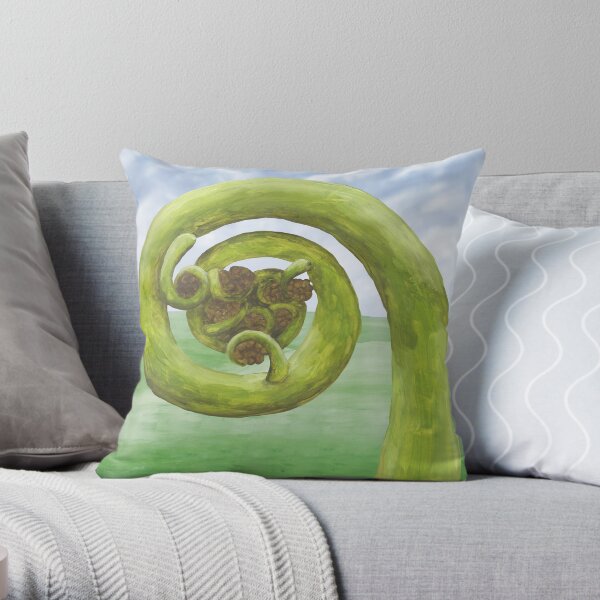 New Zealand Fern Koru Spiral Throw Pillow