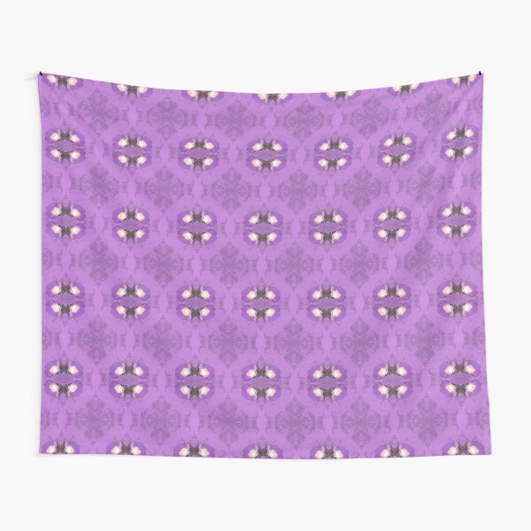 Item preview, elegant curling fern, old fashioned rose pattern on purple designed and sold by Dawna Morton.
