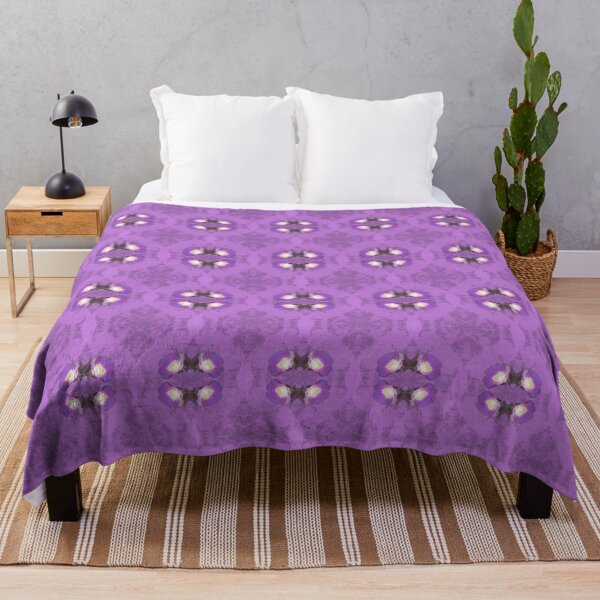 Item preview, elegant curling fern, old fashioned rose pattern on purple designed and sold by Dawna Morton.