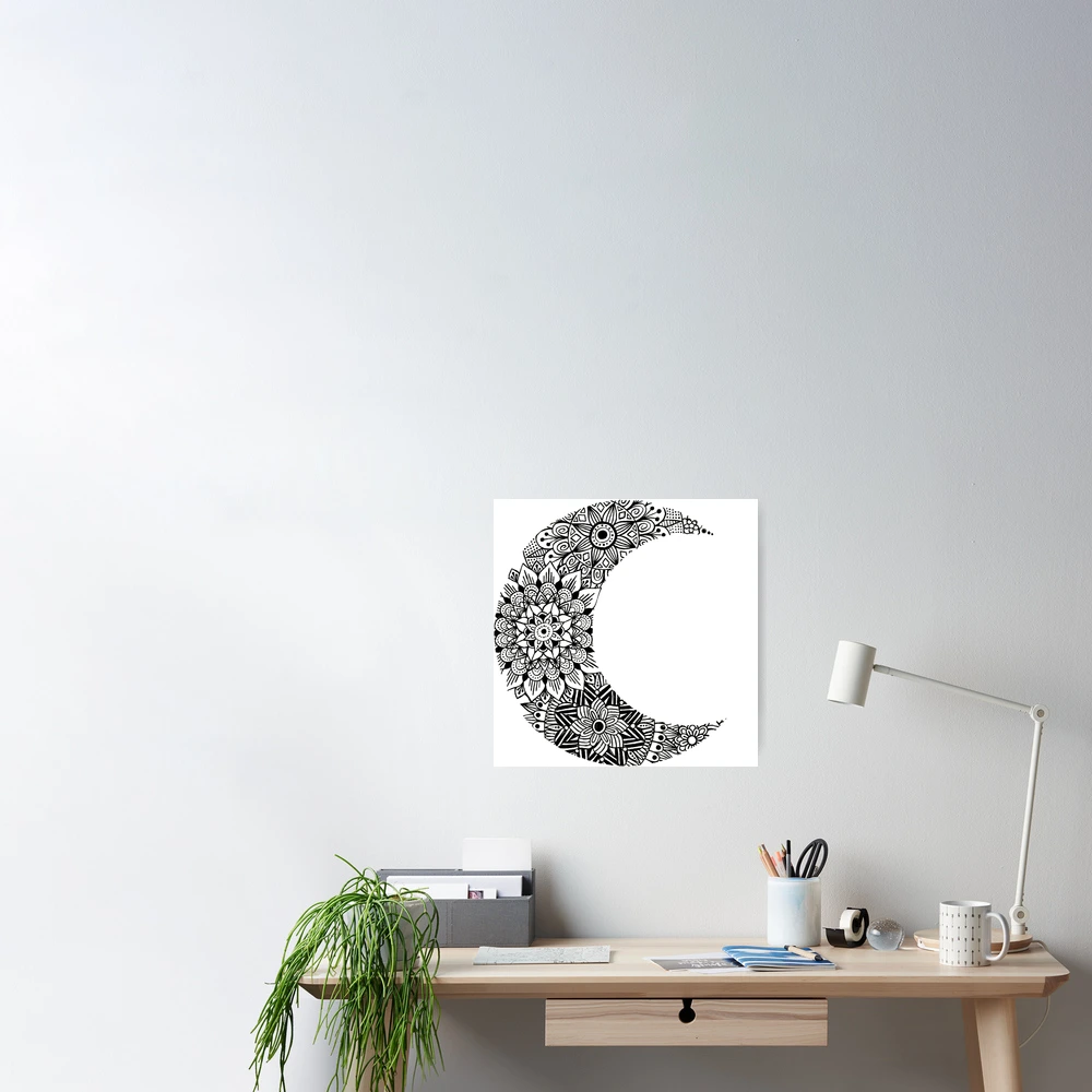 Crescent Moon Mandala (inverted color) Art Board Print for Sale