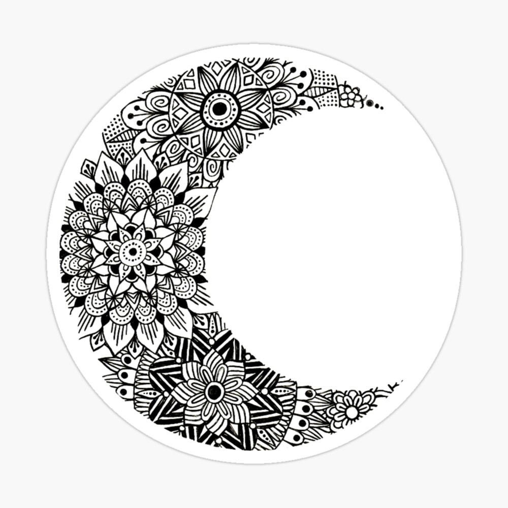 Crescent Moon Mandala Inverted Color Art Board Print By Extremebunny Redbubble
