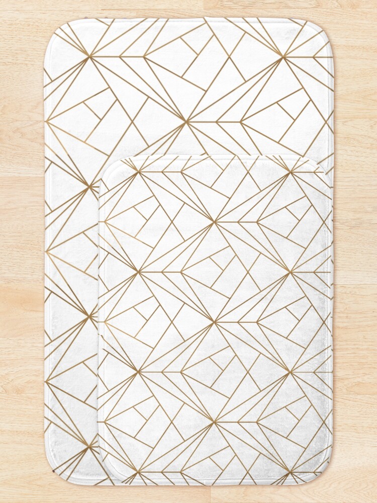 Alternate view of Gold Geometric Pattern Bath Mat
