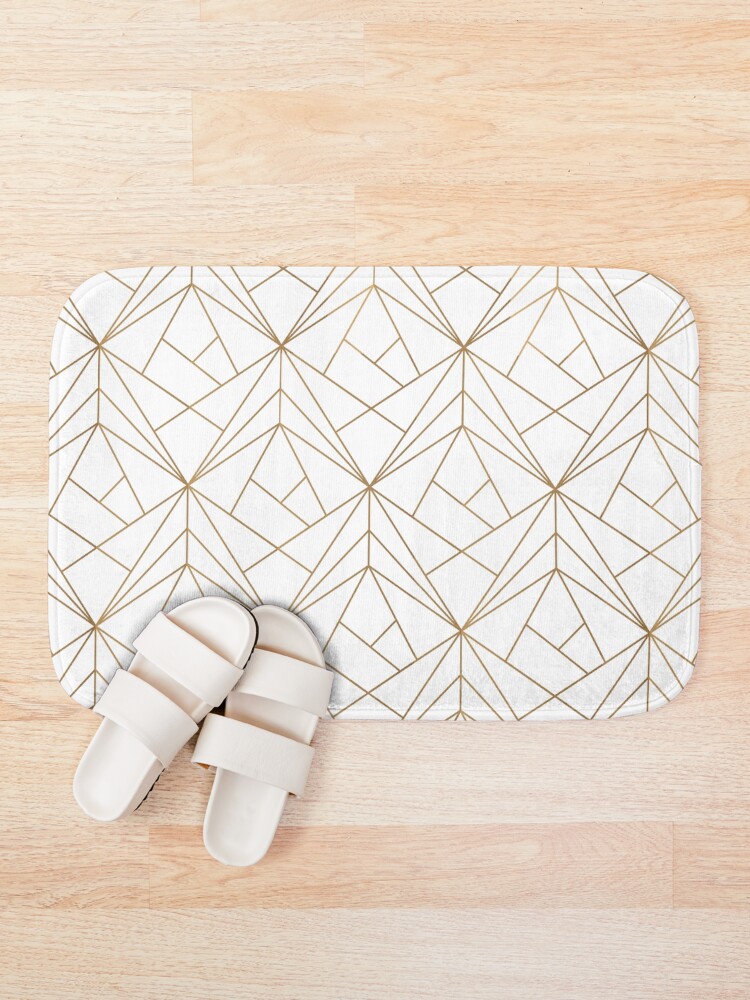 Alternate view of Gold Geometric Pattern Bath Mat