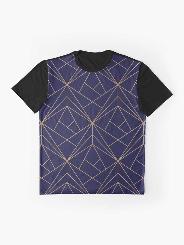 Alternate view of Navy Gold Geometric Pattern Graphic T-Shirt