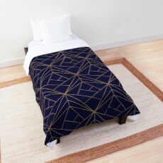 Navy Gold Geometric Pattern Comforter