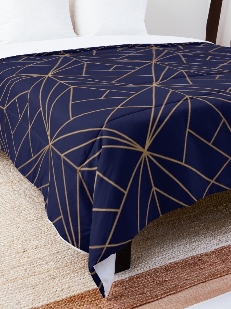 Alternate view of Navy Gold Geometric Pattern Comforter