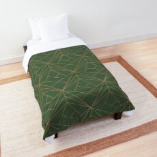 Green and Gold Geometric Pattern Comforter