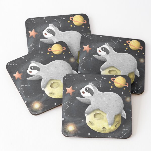 Item preview, Smiling cute baby sloth astronaut lying on the moon and trying take the star designed and sold by dasha-d.