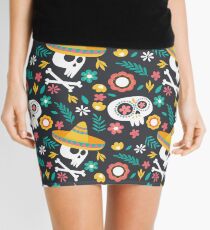Halloween : Skulls of the Day of the Dead pattern Mini Skirt