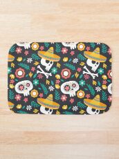 Halloween : Skulls of the Day of the Dead pattern Bath Mat