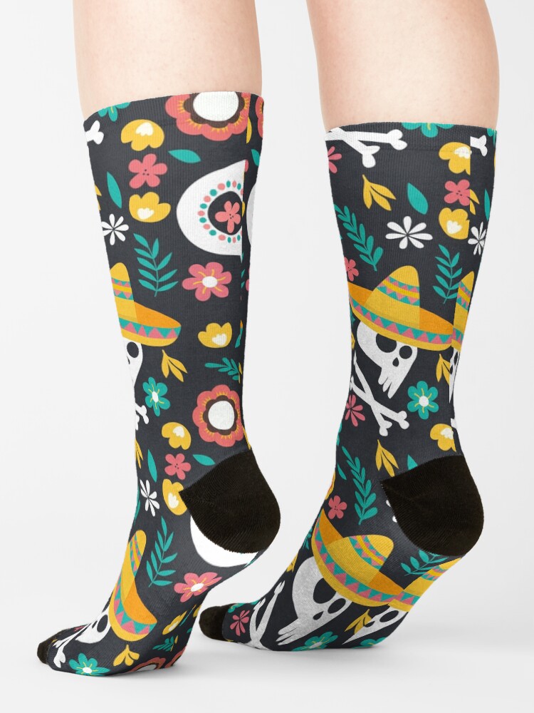 Alternate view of Halloween : Skulls of the Day of the Dead pattern Socks