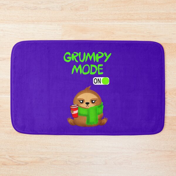 Item preview, Grumpy mode on. Cranky mood. Cute grumpy irritated sloth with a green scarf and a cup of coffee in the morning. Funny gift ideas for sloth and coffee lovers. designed and sold by IvyArtistic.