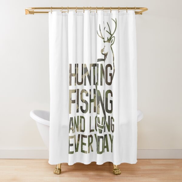 Funny Fishing And Hunting Camo Hunter Fisherman Camouflage Shower Curtain  for Sale by mrsmitful