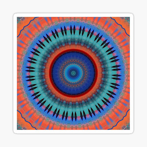Bright Orange Blue Mandala Sticker