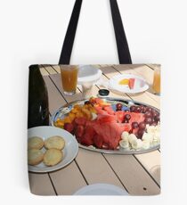 Christmas Breakfast On The Deck Tote Bag