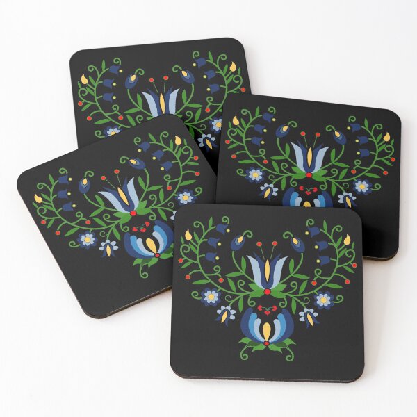 Item preview, Folk - beautiful heart shaped kashubian composition, black background designed and sold by FK-UK.