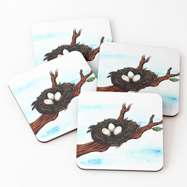 Item preview, watercolor painting bird nest with three eggs easter designed and sold by Jonah Augustin Gray.