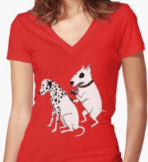 Pittbul tattooing Dalmatian Women's Fitted V-Neck T-Shirt