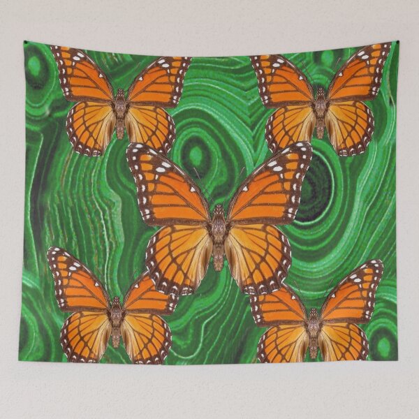 Item preview, ORANGE MONARCHS GREEN RUSSIAN  MALACHITE GEM STONE  ART designed and sold by sharlesart.