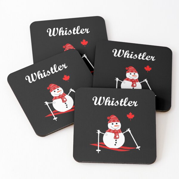 Aperçu de l'œuvre Bonhomme de neige et feuille d'érable rouge en ski à Whistler, Canada créée et vendue par TinyStarCanada.