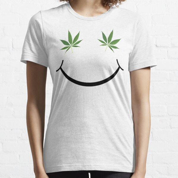 Weed Cannabis Smiley Marijuana Funny Cool Retro Men Women Top Unisex T Shirt 636 